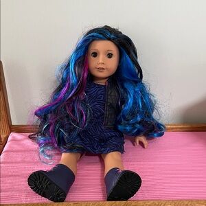 American Girl Doll Truly Me #92 with Blue and Pink Hair and Plaid Dress